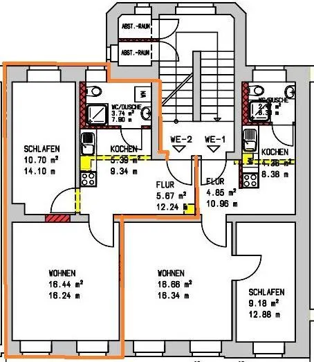 Grundriss für 2-Raum-Etagenwohnung in Gera-Alt-Bieblach