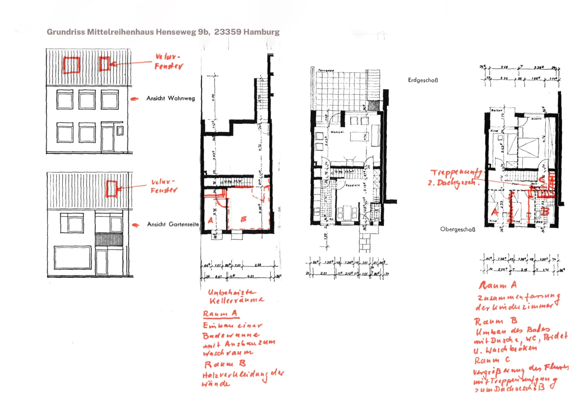 Grundriss für Reihenmittelhaus mit 5 Zimmern in Hamburg, Freie und Hansestadt
