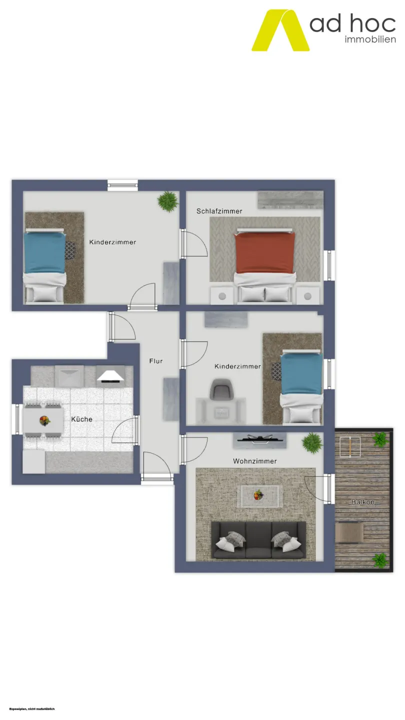 Grundriss für 4-Raum-Wohnung in Elsteraue