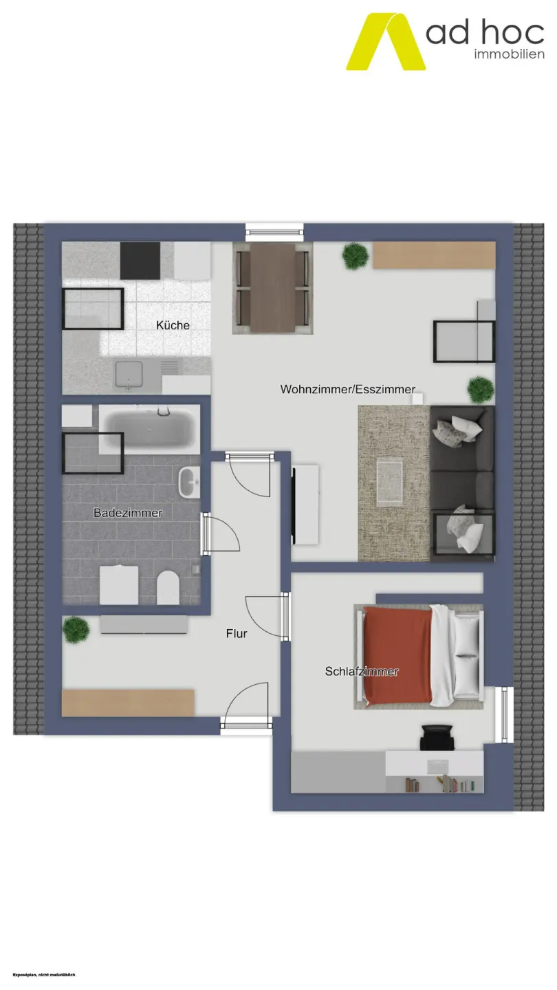 Grundriss für 2,5-Raum-Wohnung in Elsteraue