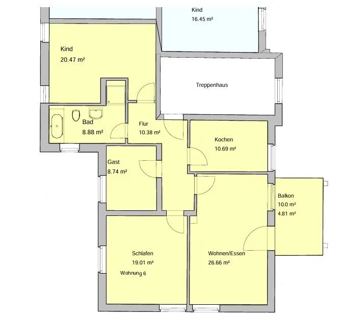 Grundriss für 4-Raum-Etagenwohnung in Gera-Ostviertel