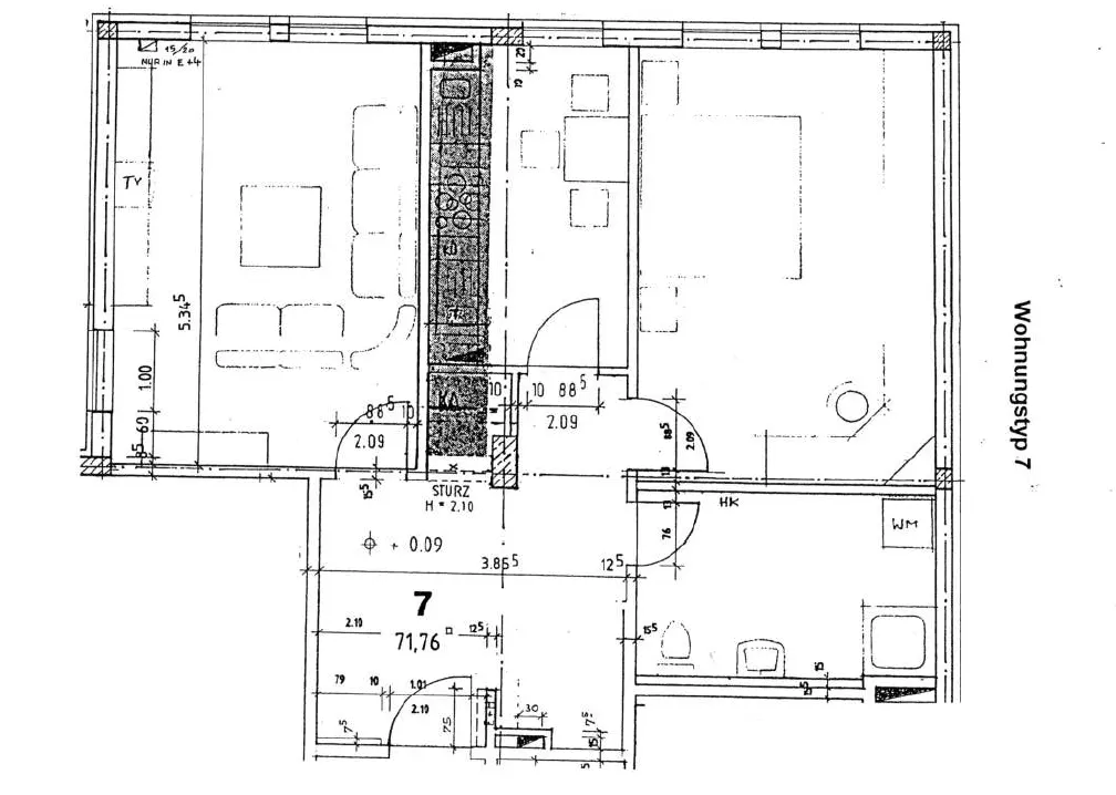 Grundriss für 2-Raum-Etagenwohnung in Gera-Debschwitz