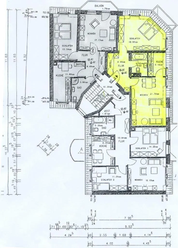 Grundriss für 2-Raum-Etagenwohnung in Gera-Ostviertel