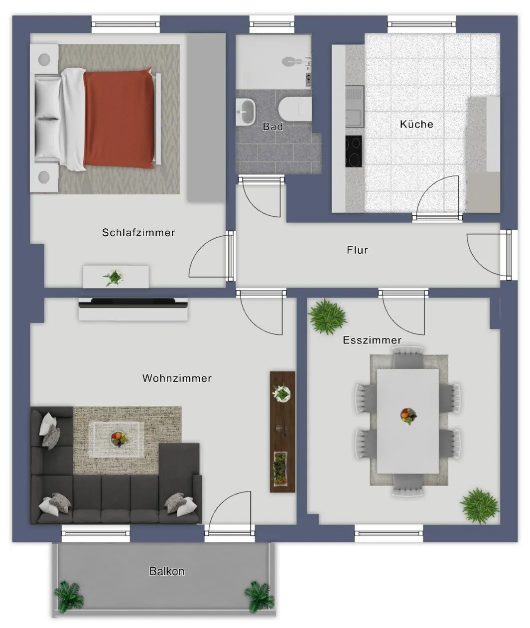 Grundriss für 3-Raum-Wohnung in Elsteraue