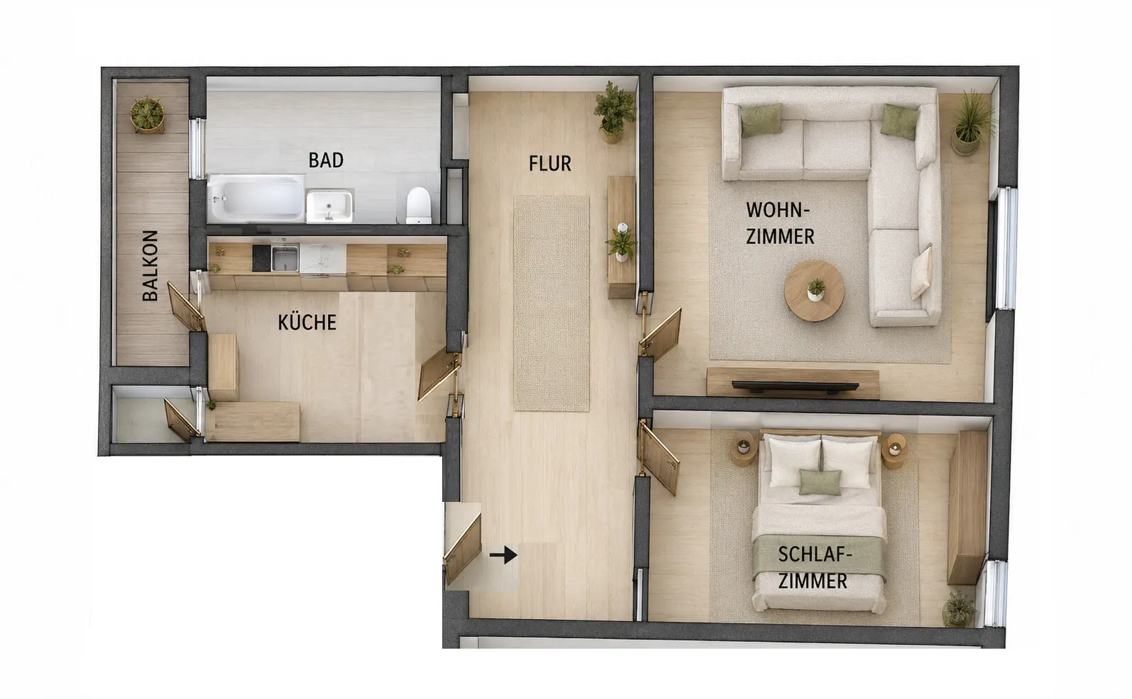 Grundriss für 2-Raum-Wohnung in Zeitz