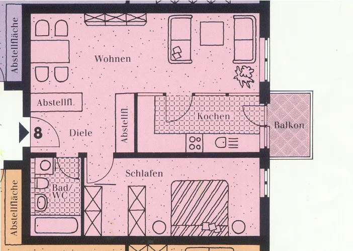 Grundriss für 2-Raum-Etagenwohnung in Gera