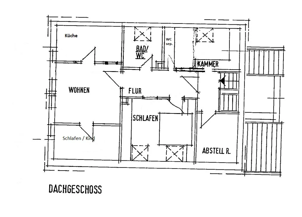 Grundriss für 3-Raum-Dachgeschosswohnung in Weida