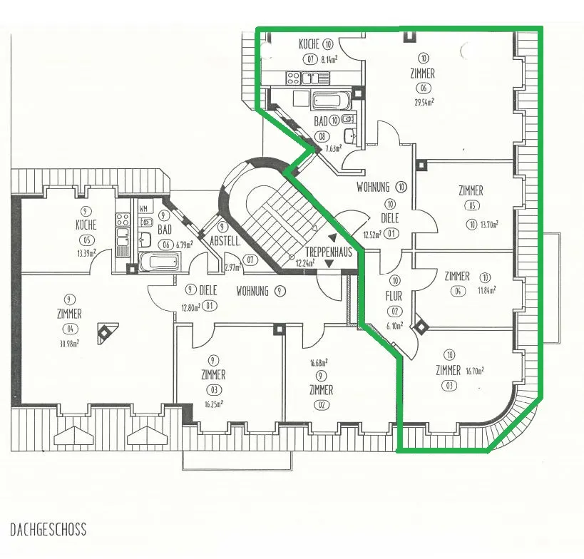 Grundriss für 4-Raum-Dachgeschosswohnung in Gera