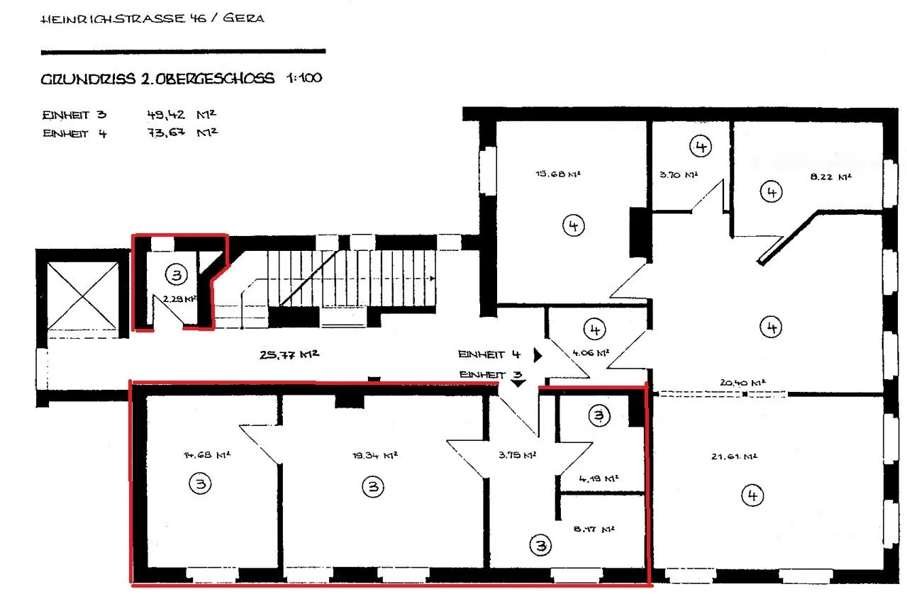 Grundriss für 2-Raum-Dachgeschosswohnung in Gera