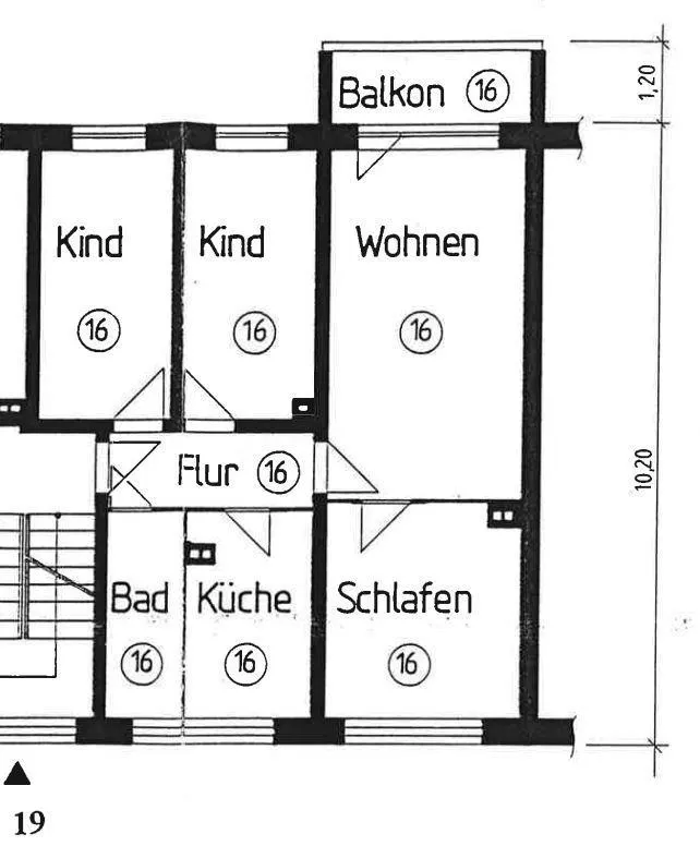 Grundriss für 4-Raum-Etagenwohnung in Gera-Langenberg