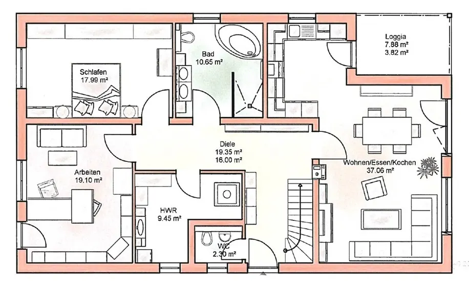 Grundriss für Einfamilienhaus (freistehend) mit 4 Zimmern in Weida