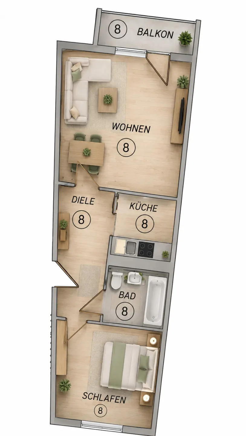 Grundriss für 2-Raum-Wohnung in Gera